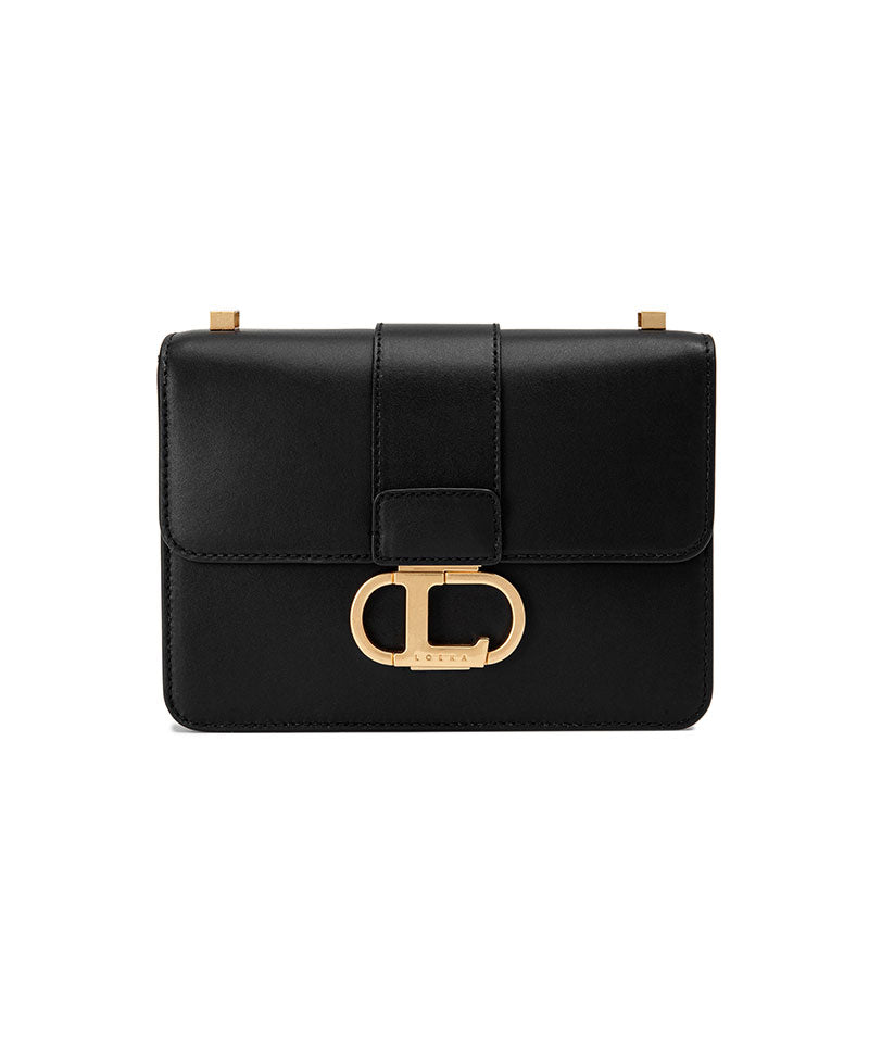 Objet M genuine leather shoulder bag with logo buckle