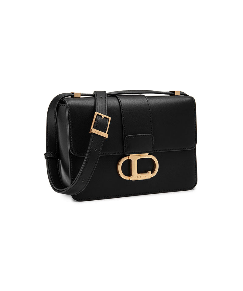 オブジェM ロゴバックル付き本革ショルダーバッグ