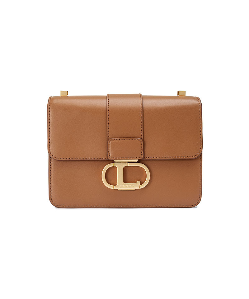 オブジェM ロゴバックル付き本革ショルダーバッグ