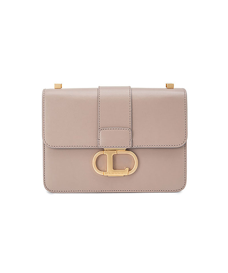 Objet M genuine leather shoulder bag with logo buckle