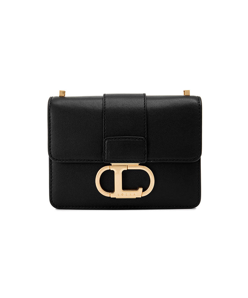Objet S genuine leather shoulder bag with logo buckle