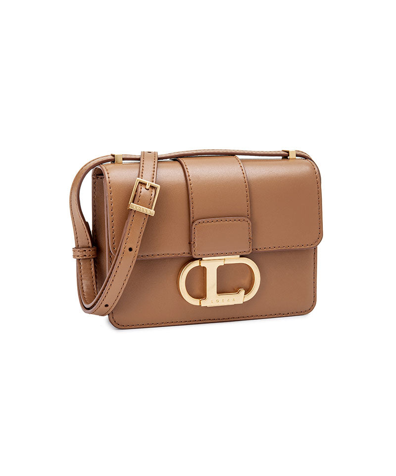 Objet S genuine leather shoulder bag with logo buckle