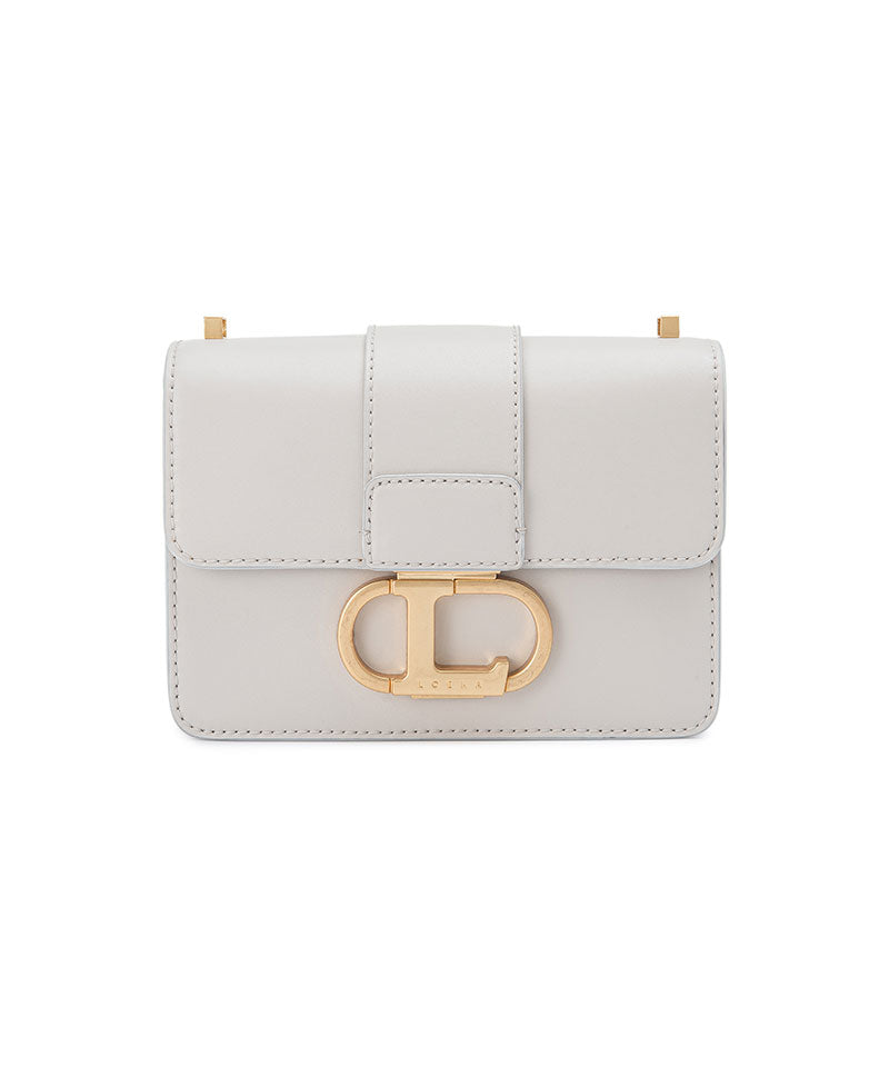 Objet S genuine leather shoulder bag with logo buckle