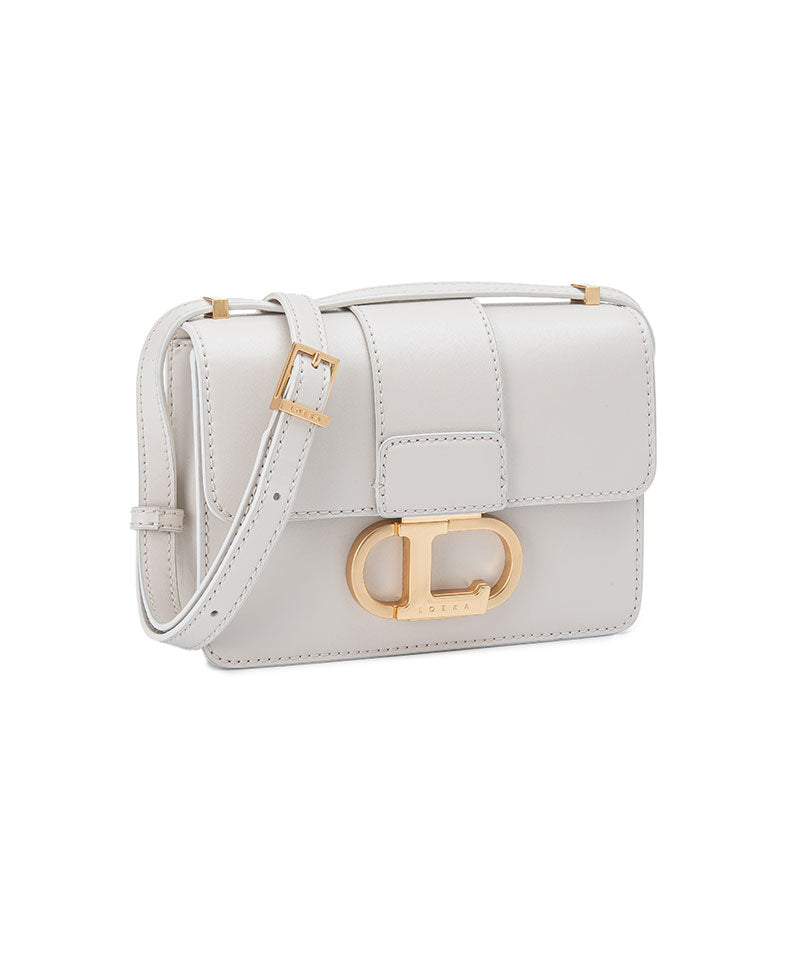 Objet S genuine leather shoulder bag with logo buckle