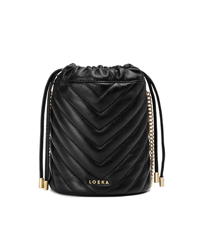 MATILDA Genuine Leather Quilted Bucket Bag