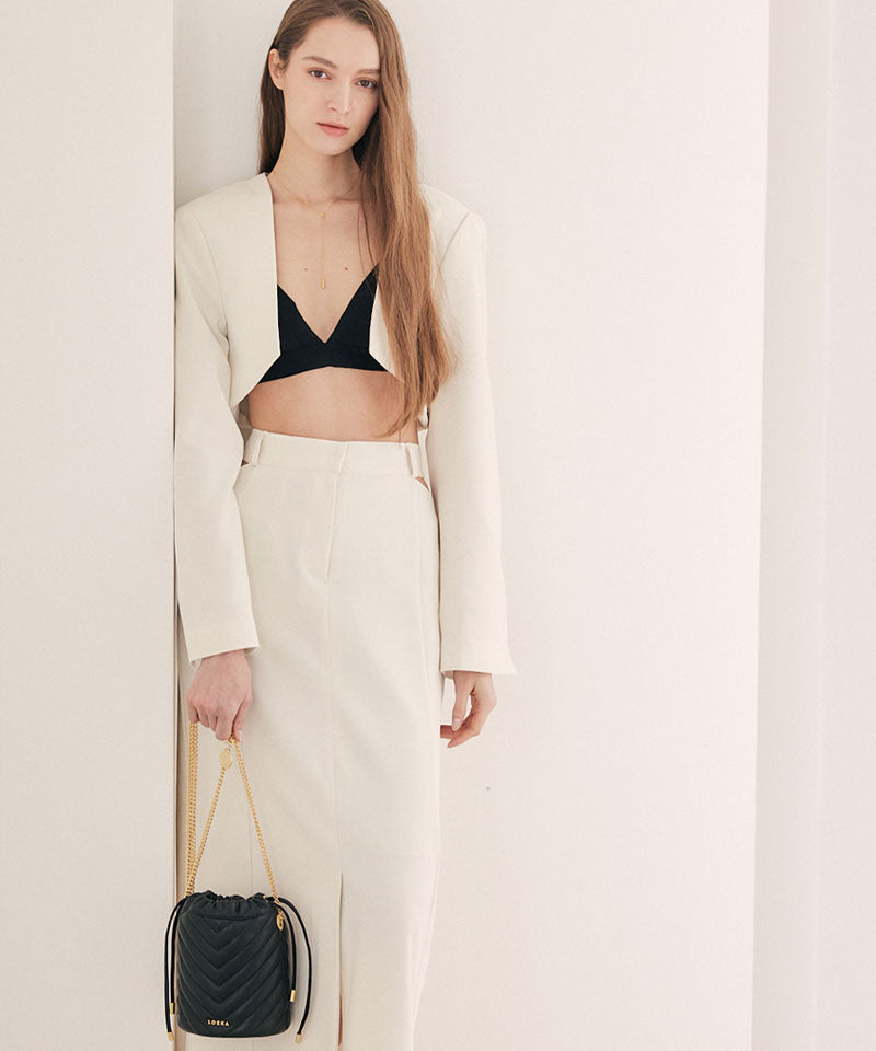 MATILDA Genuine Leather Quilted Bucket Bag