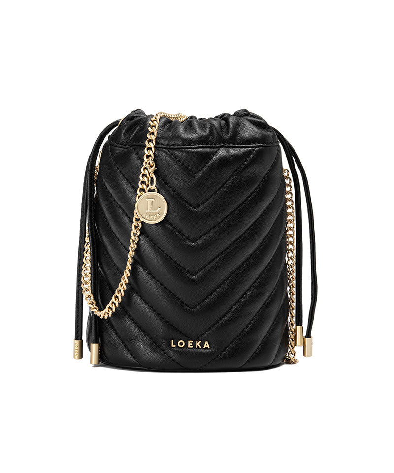 MATILDA Genuine Leather Quilted Bucket Bag