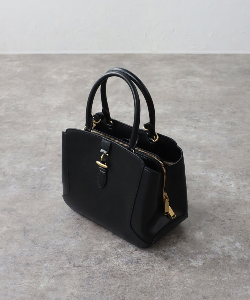 2-way genuine leather tote bag with shoulder strap