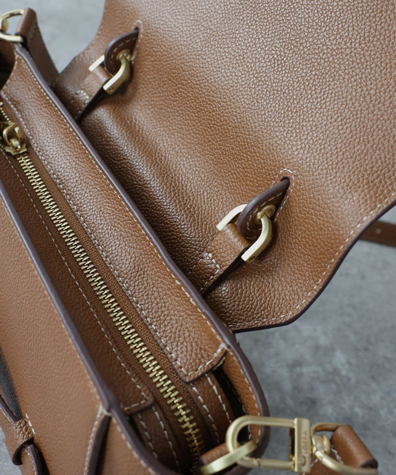 Grained leather 2-way shoulder bag