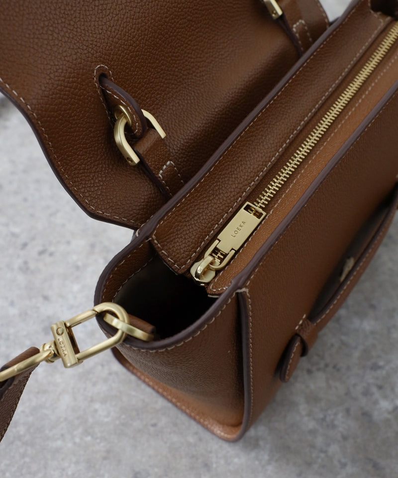Grained leather 2-way shoulder bag