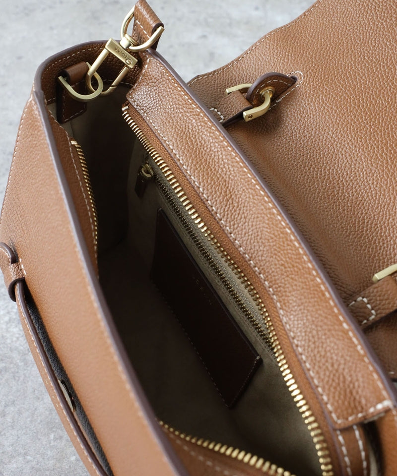 Grained leather 2-way shoulder bag