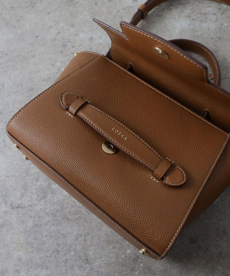 Grained leather 2-way shoulder bag