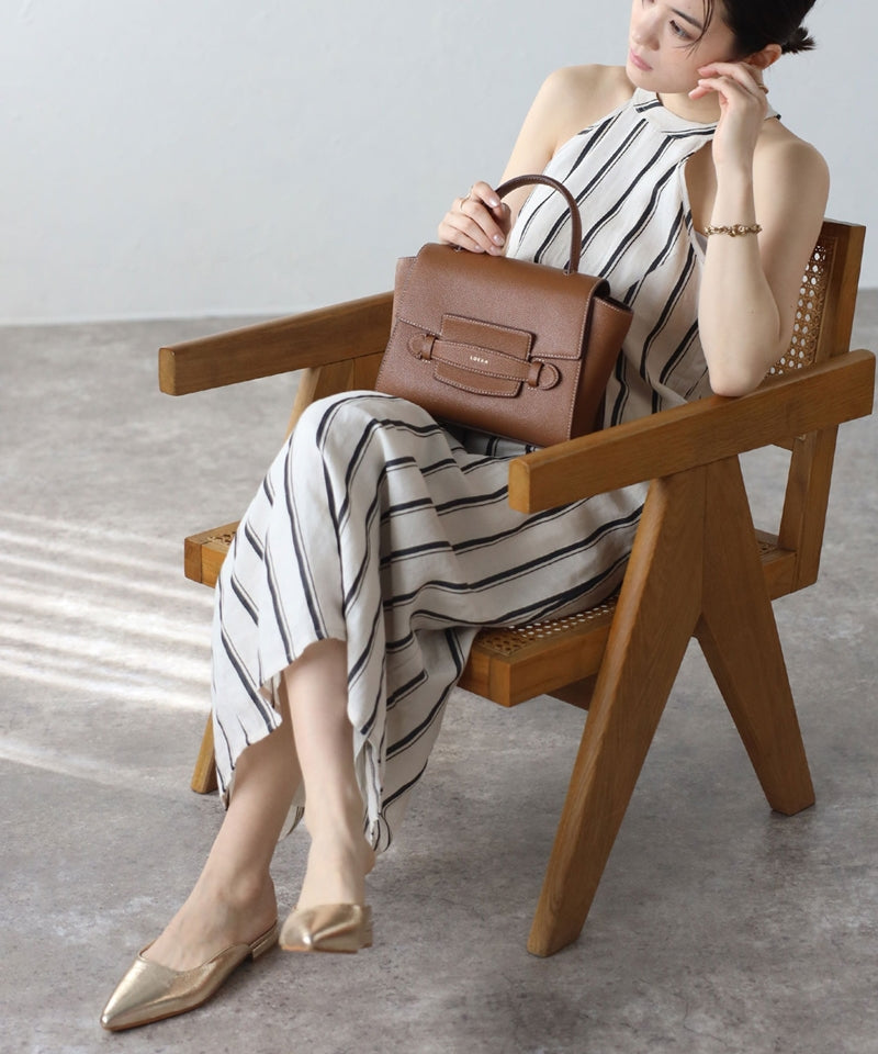 Grained leather 2-way shoulder bag