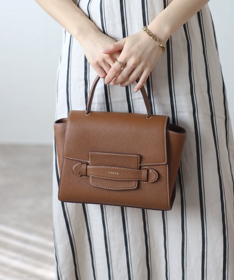 Grained leather 2-way shoulder bag