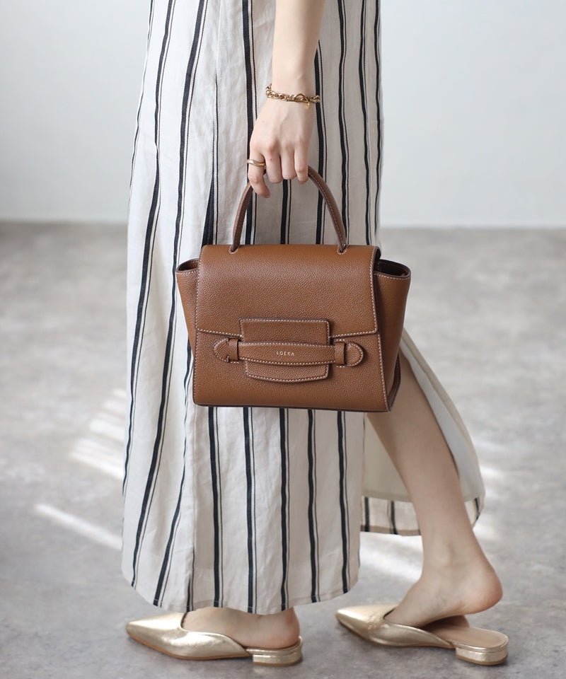 Grained leather 2-way shoulder bag