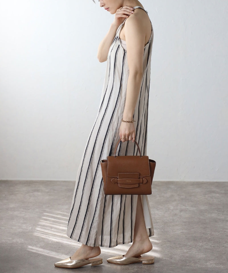 Grained leather 2-way shoulder bag