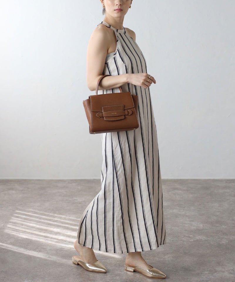 Grained leather 2-way shoulder bag