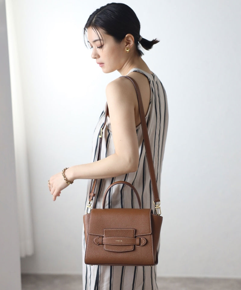Grained leather 2-way shoulder bag