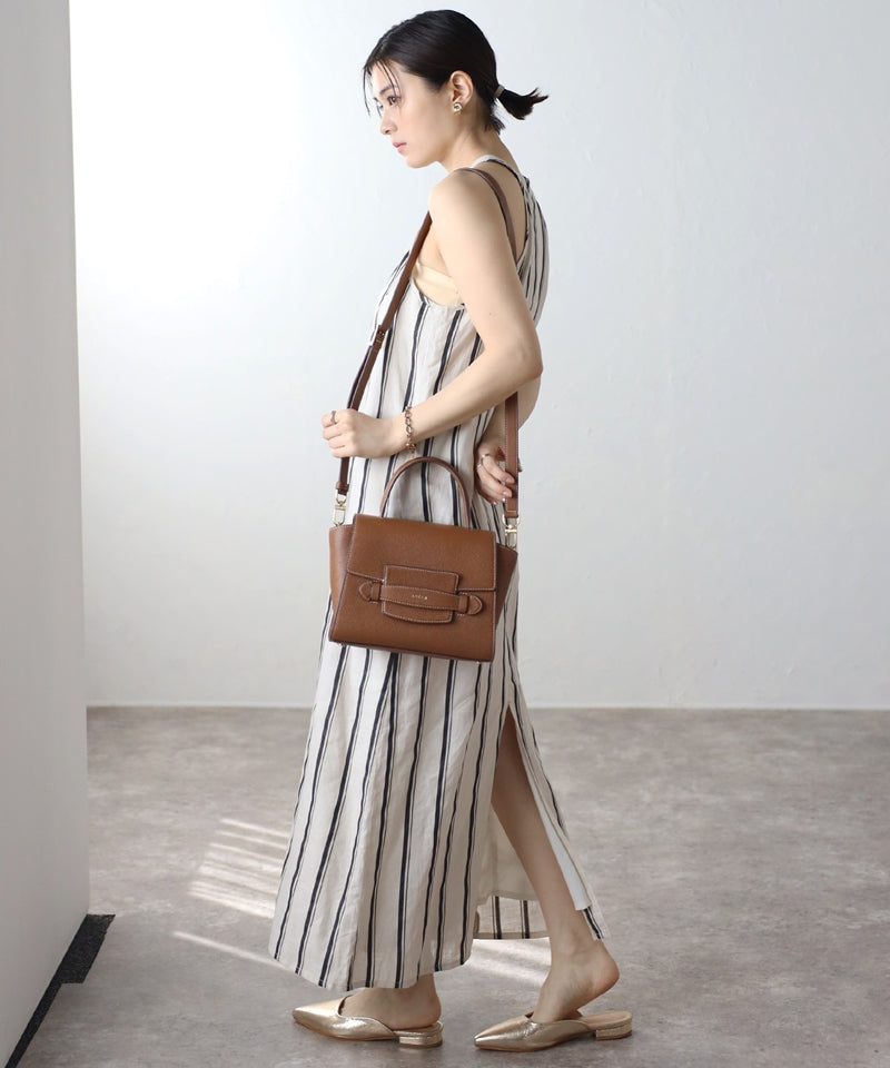 Grained leather 2-way shoulder bag