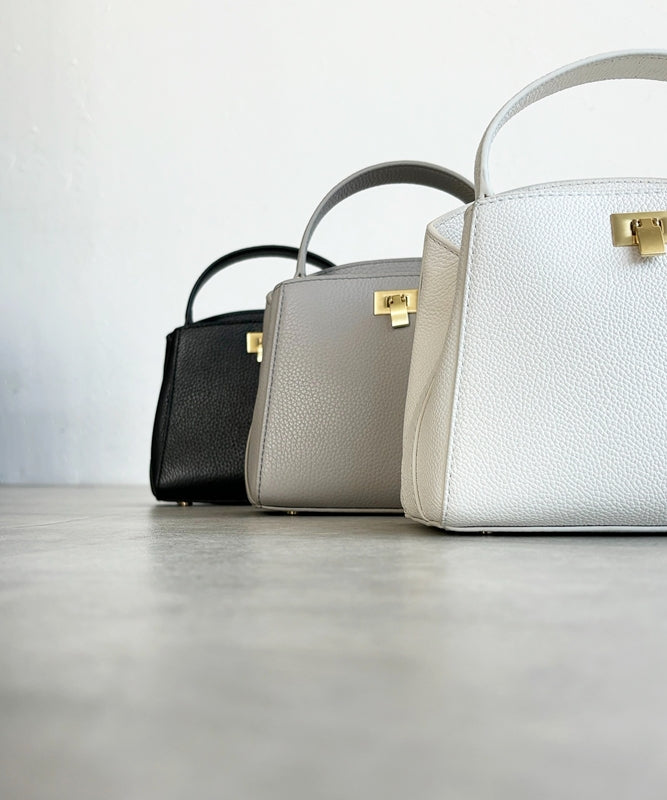 Genuine leather 2-way small shoulder bag with handle