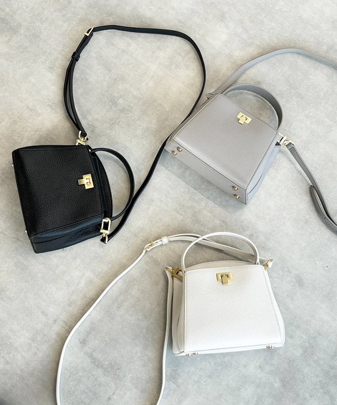 Genuine leather 2-way small shoulder bag with handle