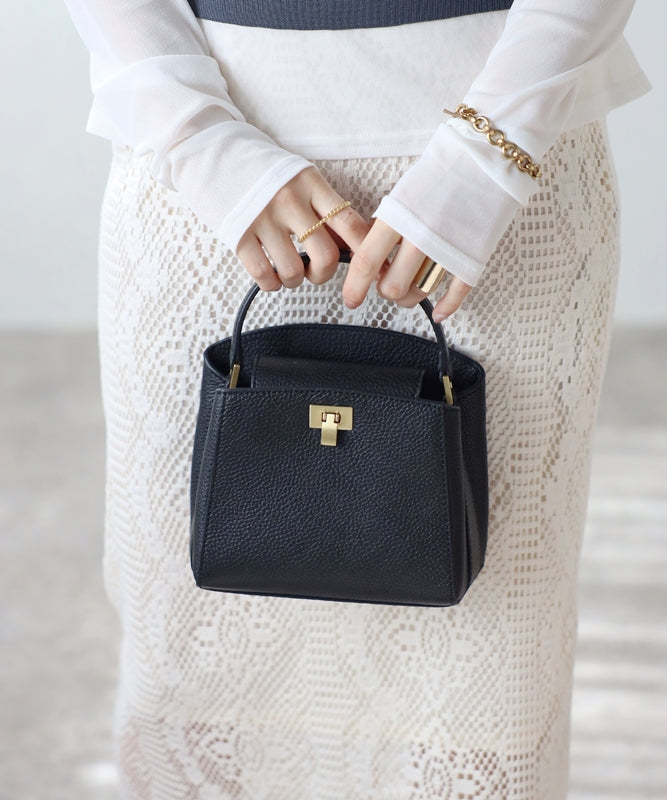 Genuine leather 2-way small shoulder bag with handle
