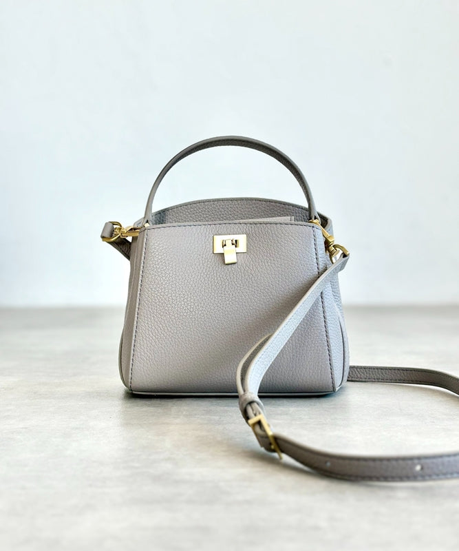 Genuine leather 2-way small shoulder bag with handle