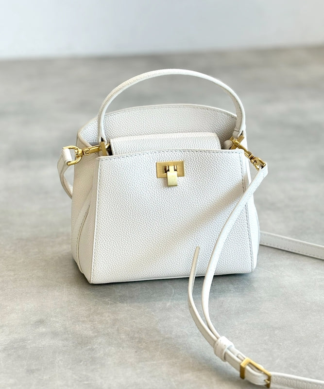 Genuine leather 2-way small shoulder bag with handle