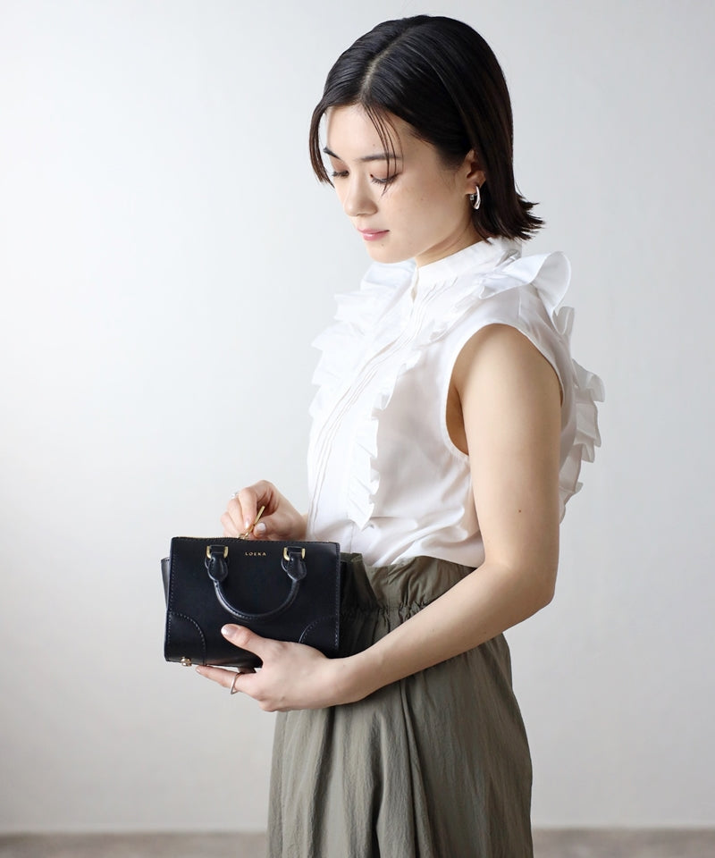 Genuine leather 2-way mini Boston shoulder bag