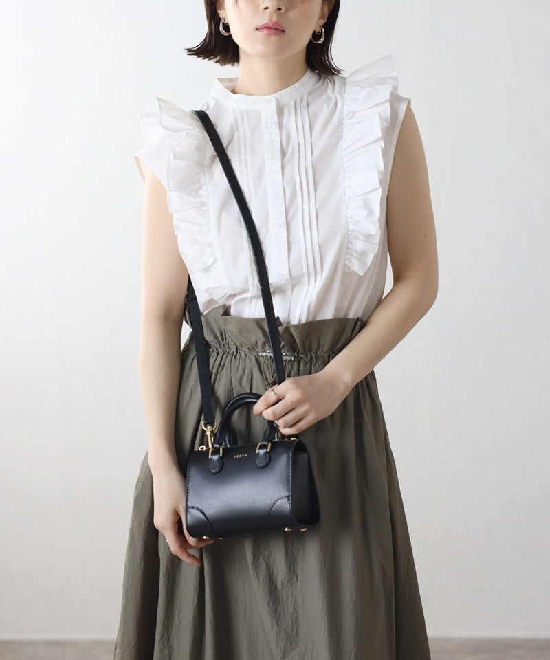 Genuine leather 2-way mini Boston shoulder bag