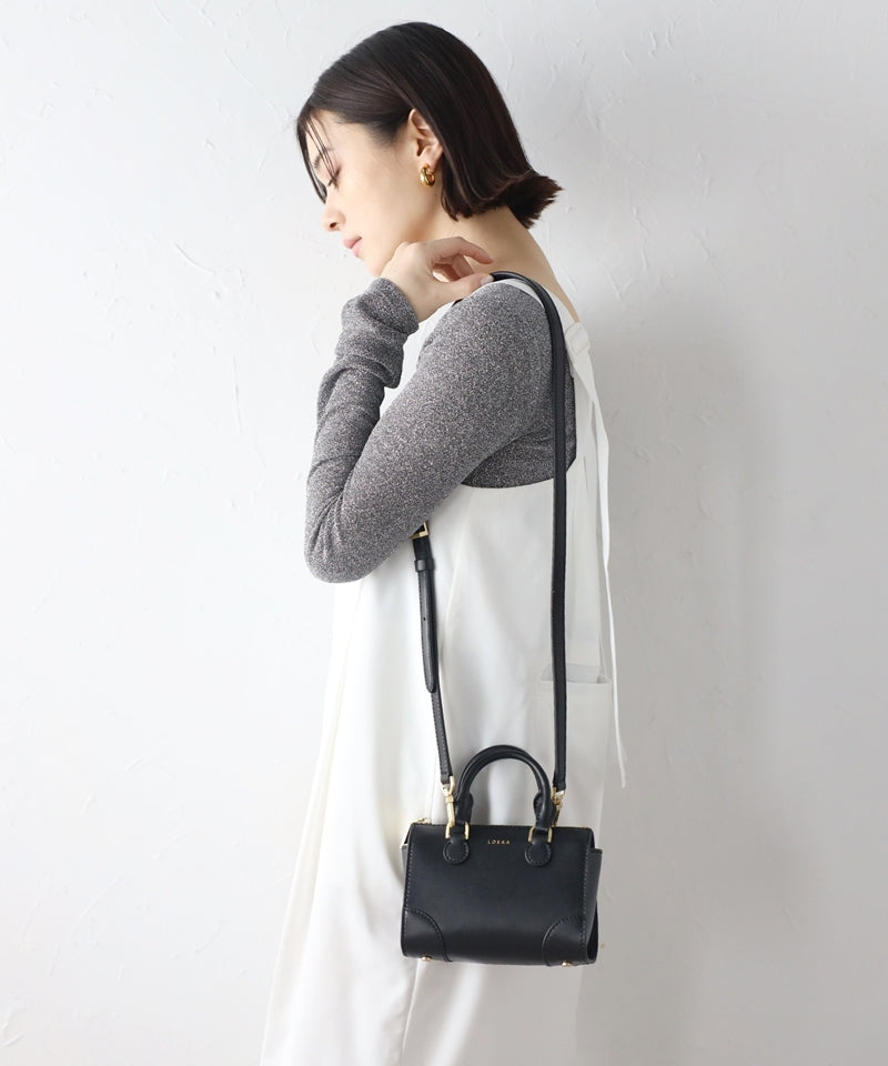 Genuine leather 2-way mini Boston shoulder bag